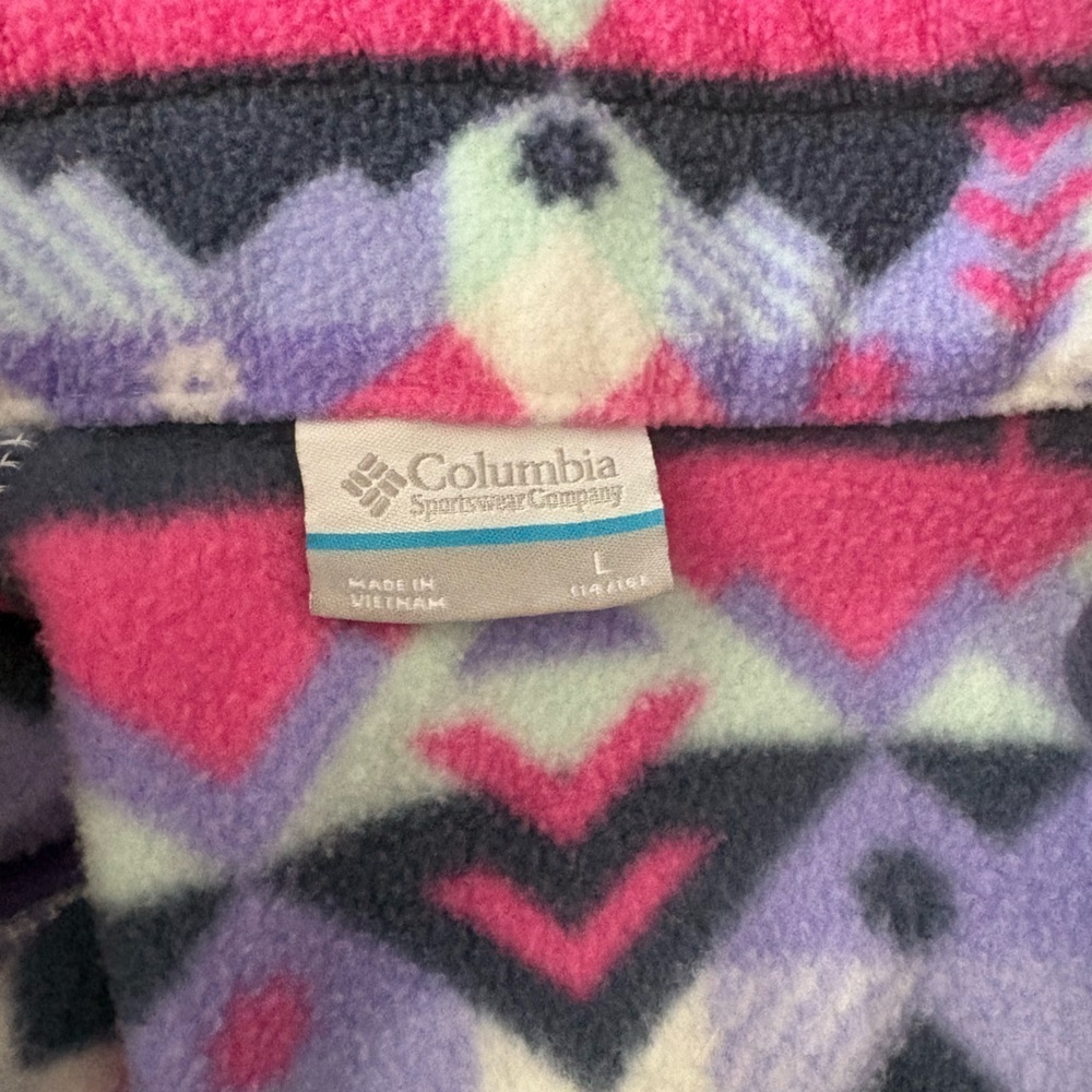 Columbia Pink and Purple Geometric Fleece Jacket - Picture 3 of 3